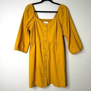 NWT Ba&sh Cyrielle Cotton Dress Button Front in Orche Mustard Yellow‎ Size Large